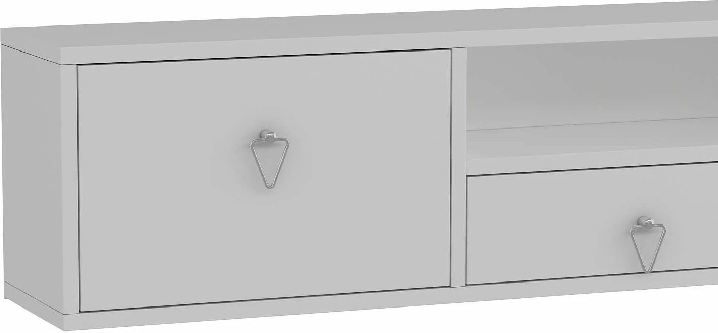 Komodë TV Skye Decor, 1303-DROP-1, e bardhë, argjend