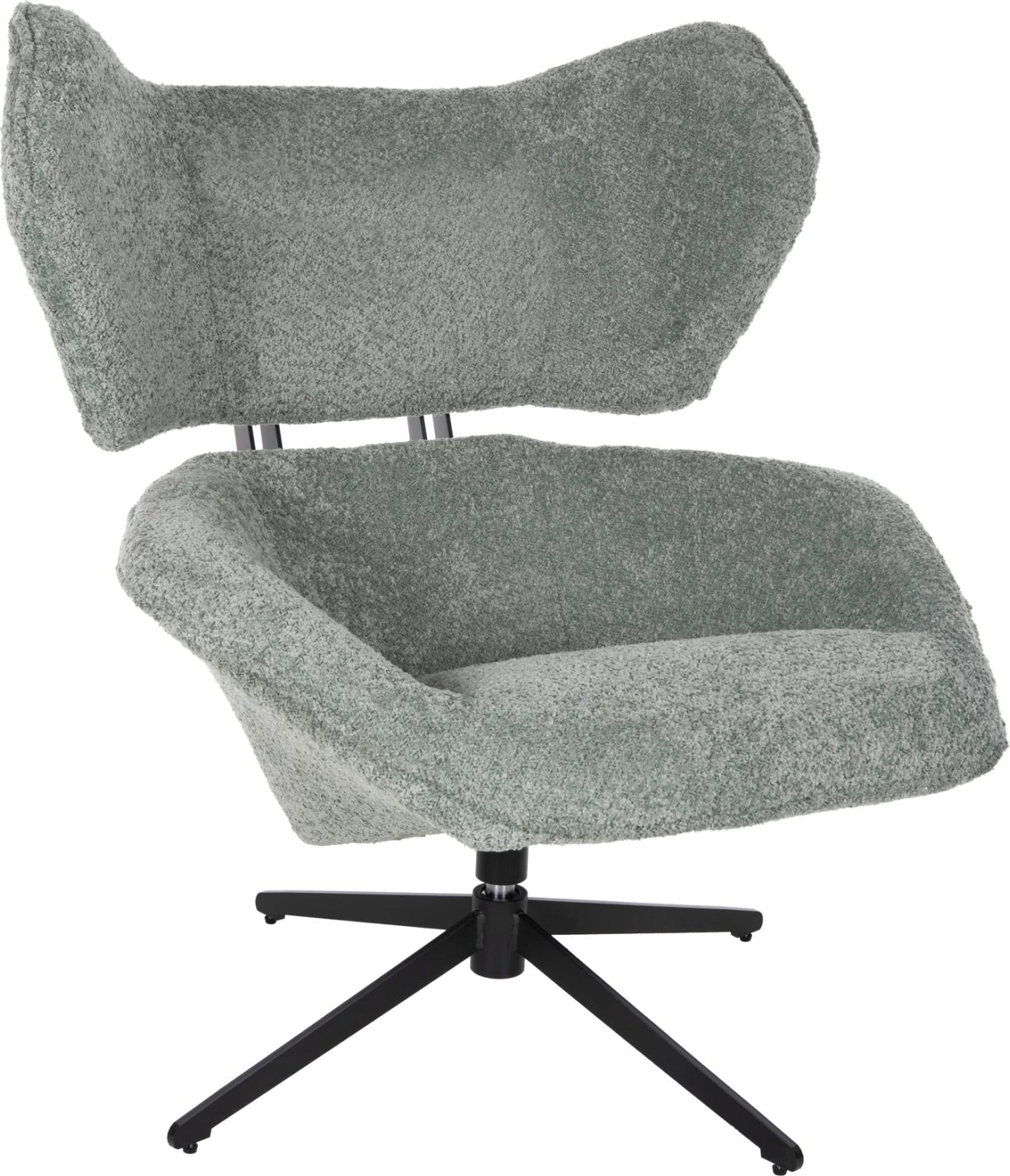 Karrige rrotulluese BRYLL, ngjyrë fistik, FH9597.05, bazë metalike e zezë, 86x90x97H cm