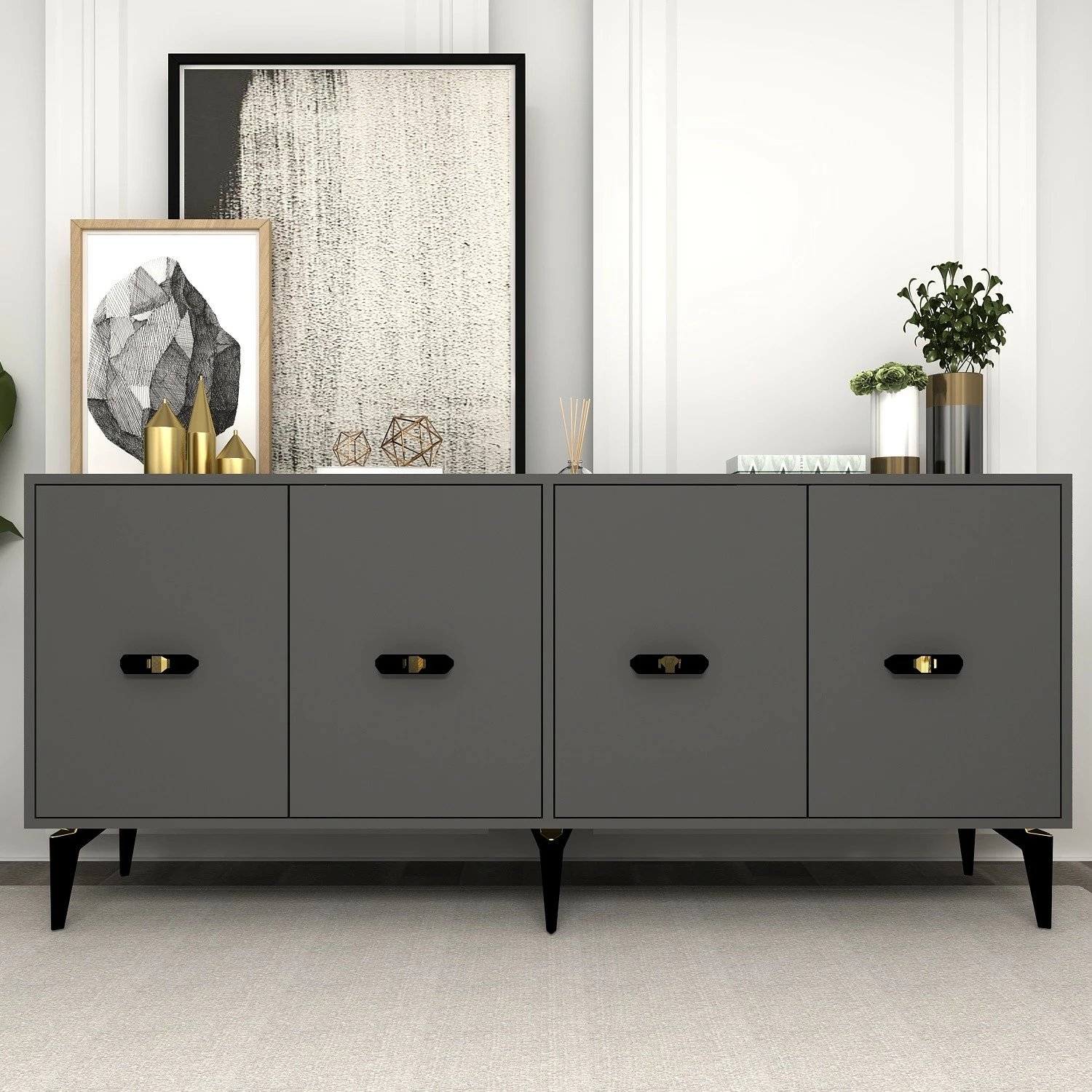 Konsol Skye Decor, ngjyrë antracit, Fly