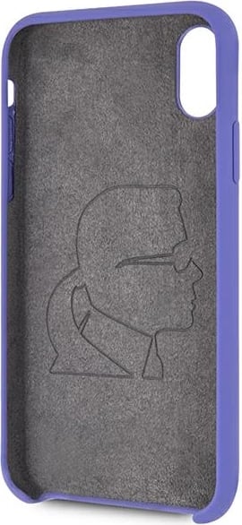 Mbështjellës Karl Lagerfeld për iPhone X/Xs, silikon, vjollcë