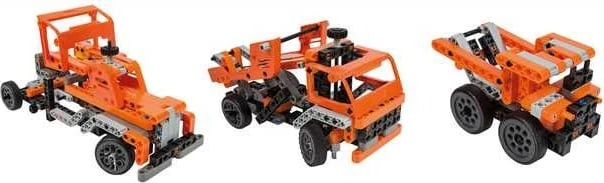 Set ndërtimi Clementoni Mechanics Laboratory Trucks, 10 modele, 200 pjesë, Portokalli