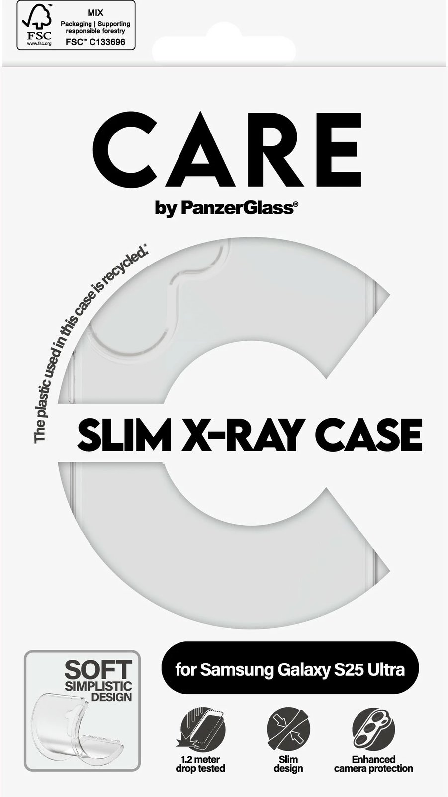 Mbështjellës PanzerGlass CARE Clear X-Ray Soft Basic për Samsung Galaxy S25 Ultra, transparent