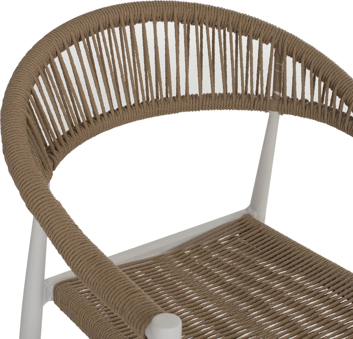 Karrige alumini, ngjyrë e bardhë me rattan bezhë, FH5854.01, 56x55.5x78H