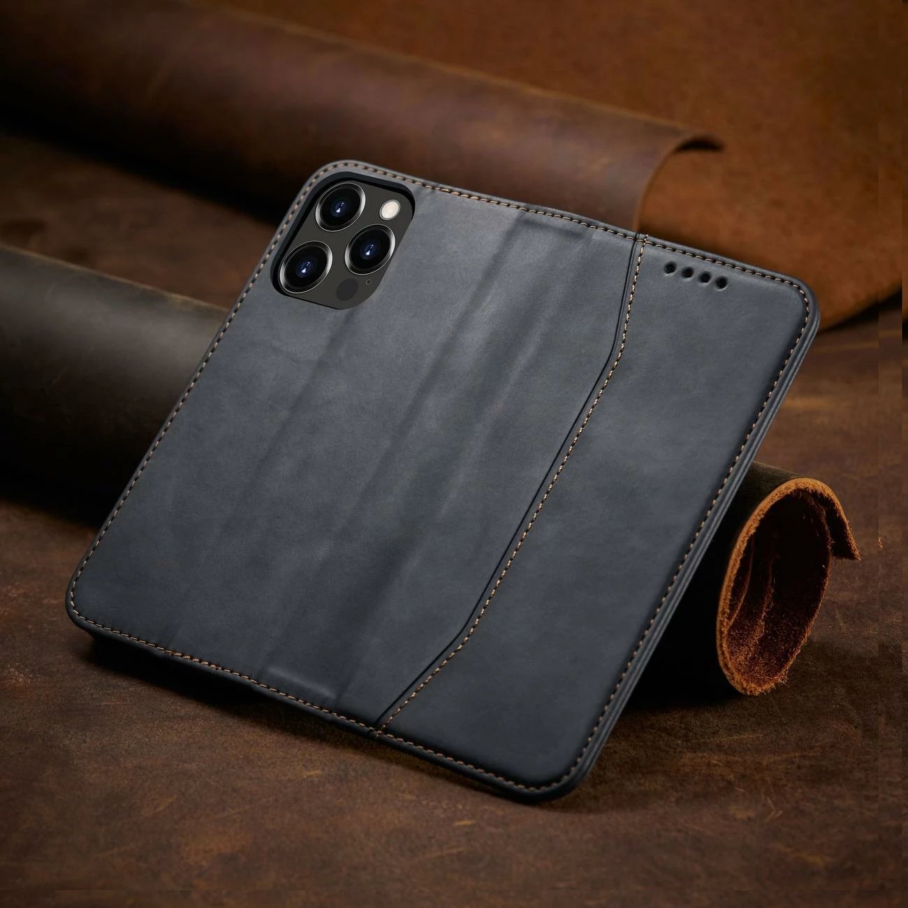 Mbështjellës Hurtel Magnet Fancy Case për iPhone 14 Pro, me kapak, xhepa për kartela dhe qëndrim, e zezë