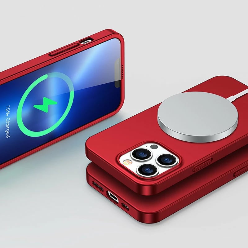 Mbështjellës Joyroom JR-BP928 për iPhone 13 Pro Max, 360 Full Case me xham të temperuar, Kuq