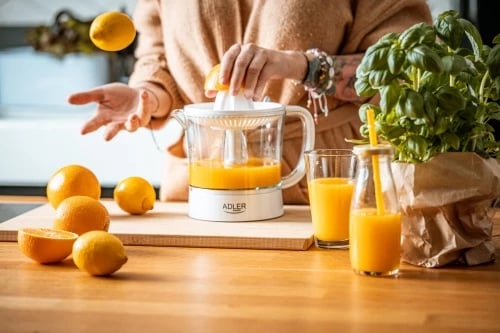 Shtrydhëse agrumesh, Adler AD 4009, 1L, 40W (max 60W), rrotullim djathtas/majtas, rregullim tuli, auto start/stop, e bardhë