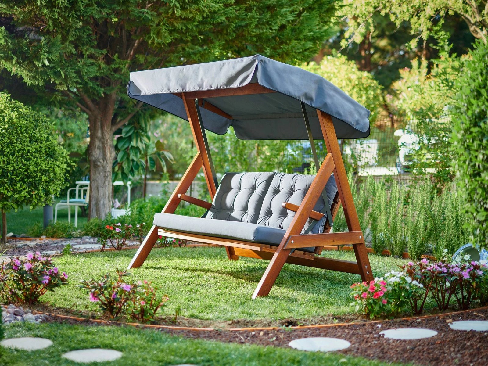 Karrige lëkundëse treshe për kopsht, ngjyrë antracit, Skye Decor Paris 2000