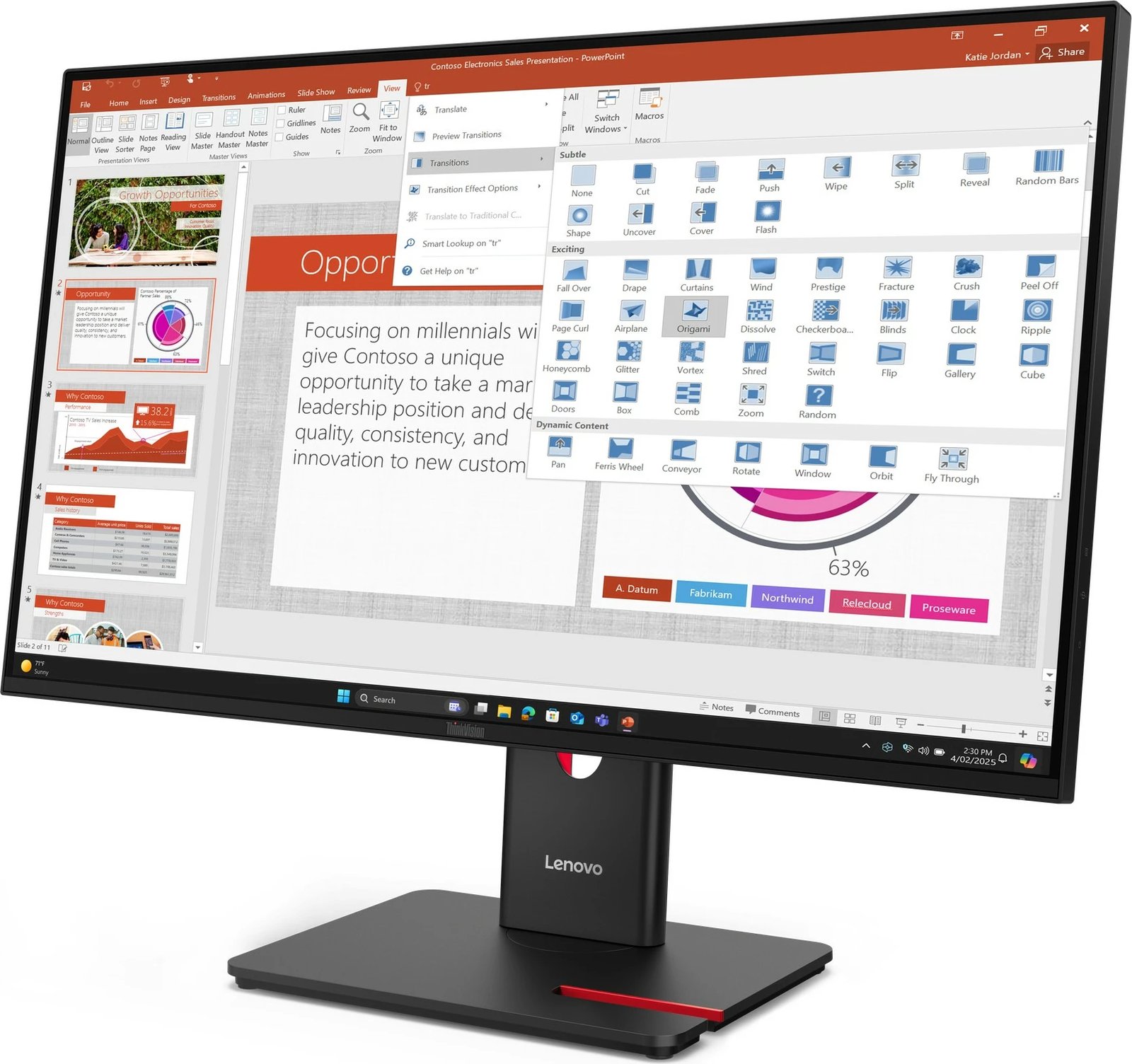 Monitor Lenovo ThinkVision T27-40, 27 inç, IPS, Full HD, HDMI, DisplayPort, USB Hub, Eclipse Black