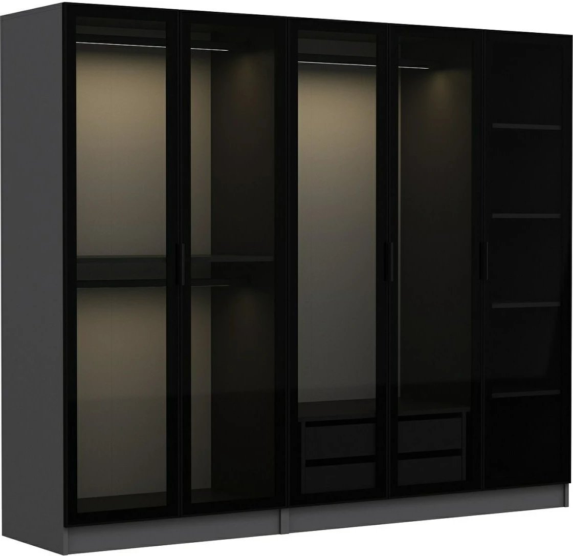 Dollap Skye Decor, anthracite e zi, 225x190x52cm