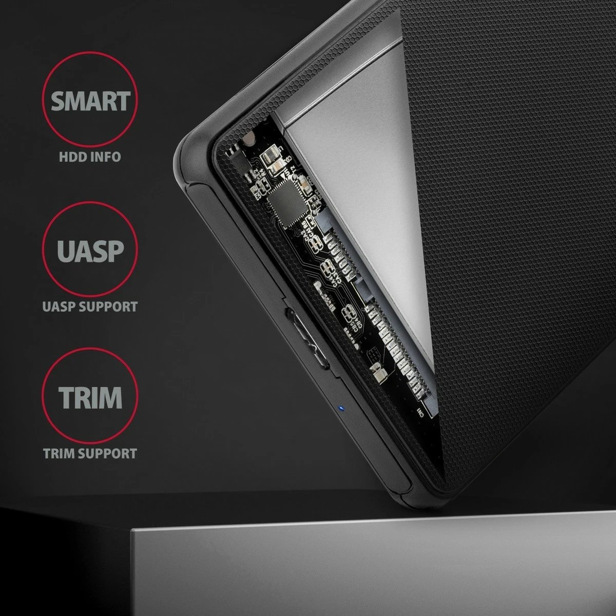 Kasë e jashtme AXAGON EE25-SL, për HDD/SSD 2.5", USB 3.2 Gen1, e zezë