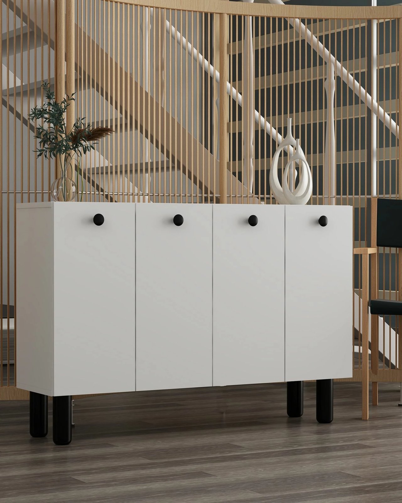 Konsol Skye Decor Ilay Bohem, e bardhë, e zezë