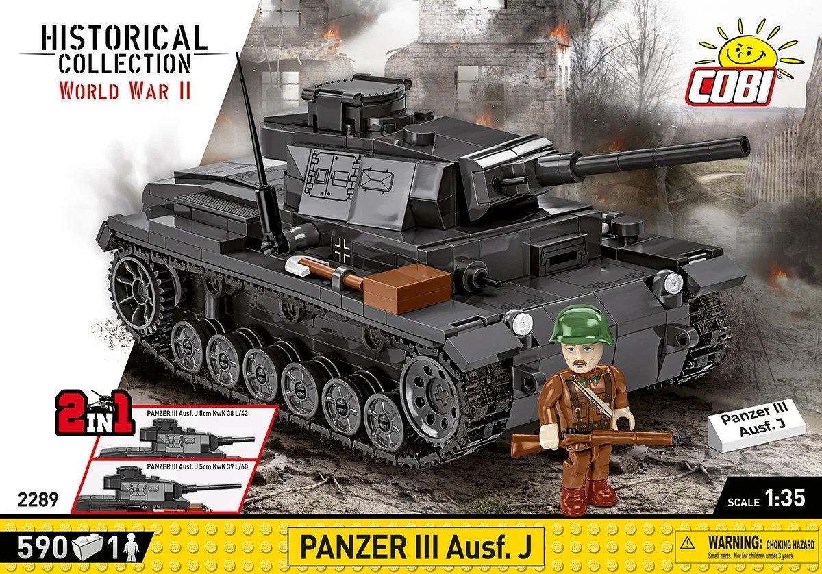 Set ndërtimi Cobi Klocki Panzer III Ausf. J, 590 pjesë, me figurë ushtari, plastikë