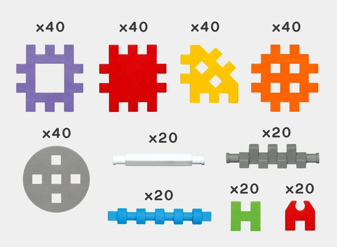 Blloqe ndërtimi Mini Waffle Marioinex, 300 copë, plastikë, shumëngjyrëshe, set