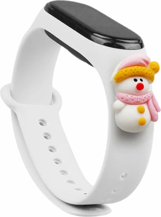 Rrip silikoni festiv për Xiaomi Mi Band 3/4 Hurtel, i bardhë, motiv dordoleci bore
