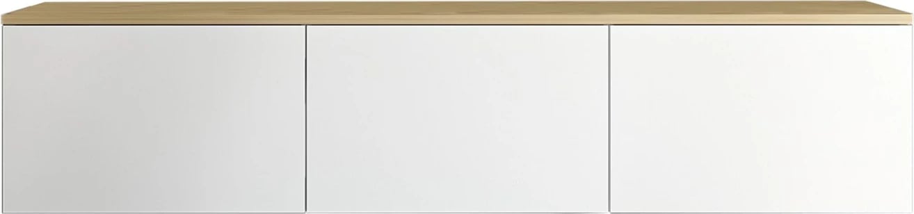 Komodë TV Skye Decor, ngjyrë neon e bardhë dhe lis