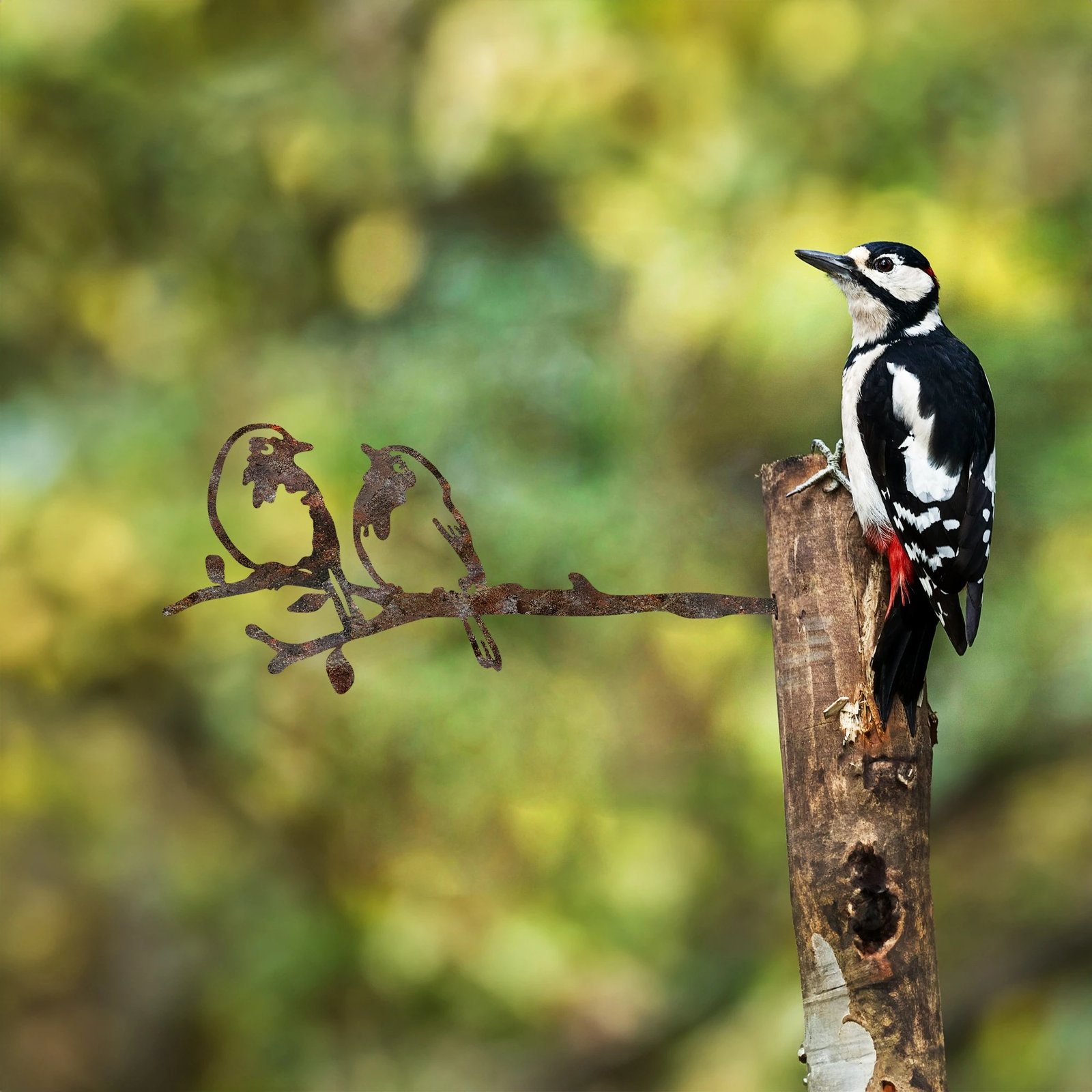 Objekt dekorativ për kopsht, dizajn Aberto, zogj në degë, ngjyrë kafe, 50x20cm