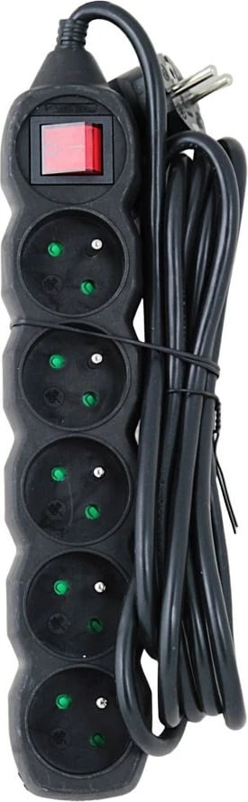 Shtrirës rryme Esperanza ELK215K, 5 porta, 3m, Zi