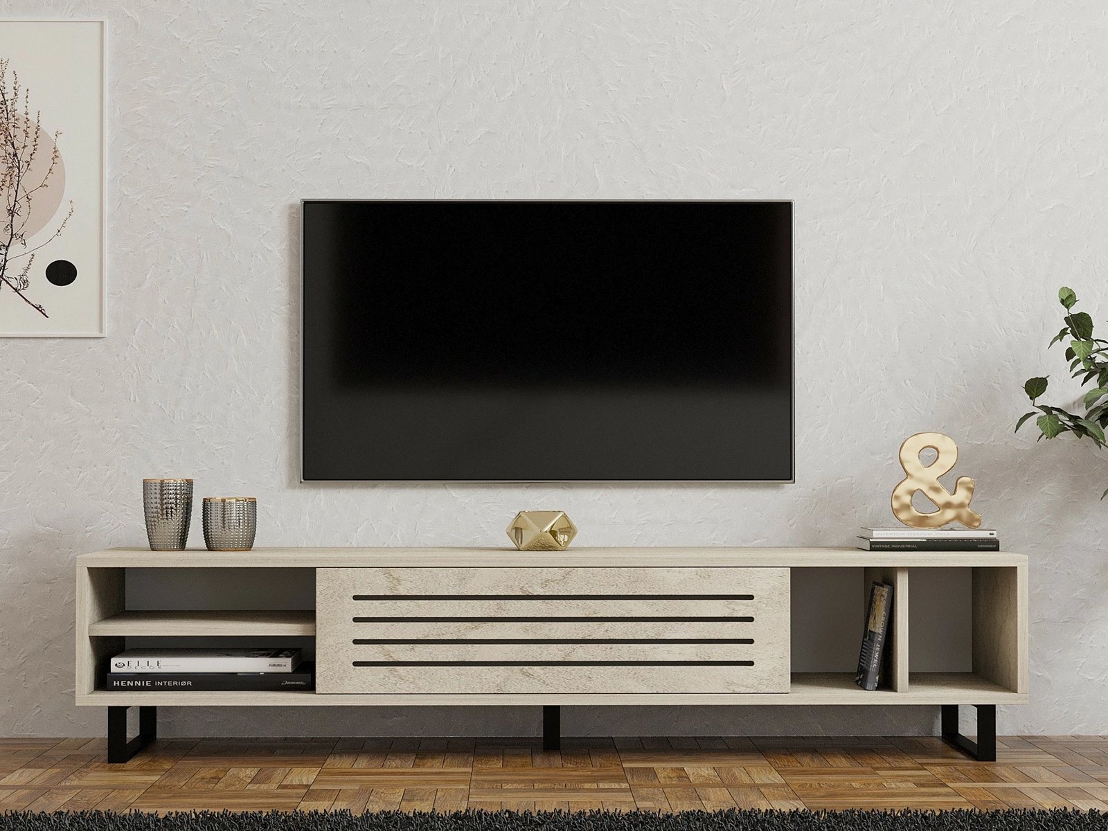 Komodë TV Hanah Home, ngjyrë travertin Komodë TV Hanah Home, ngjyrë travertin