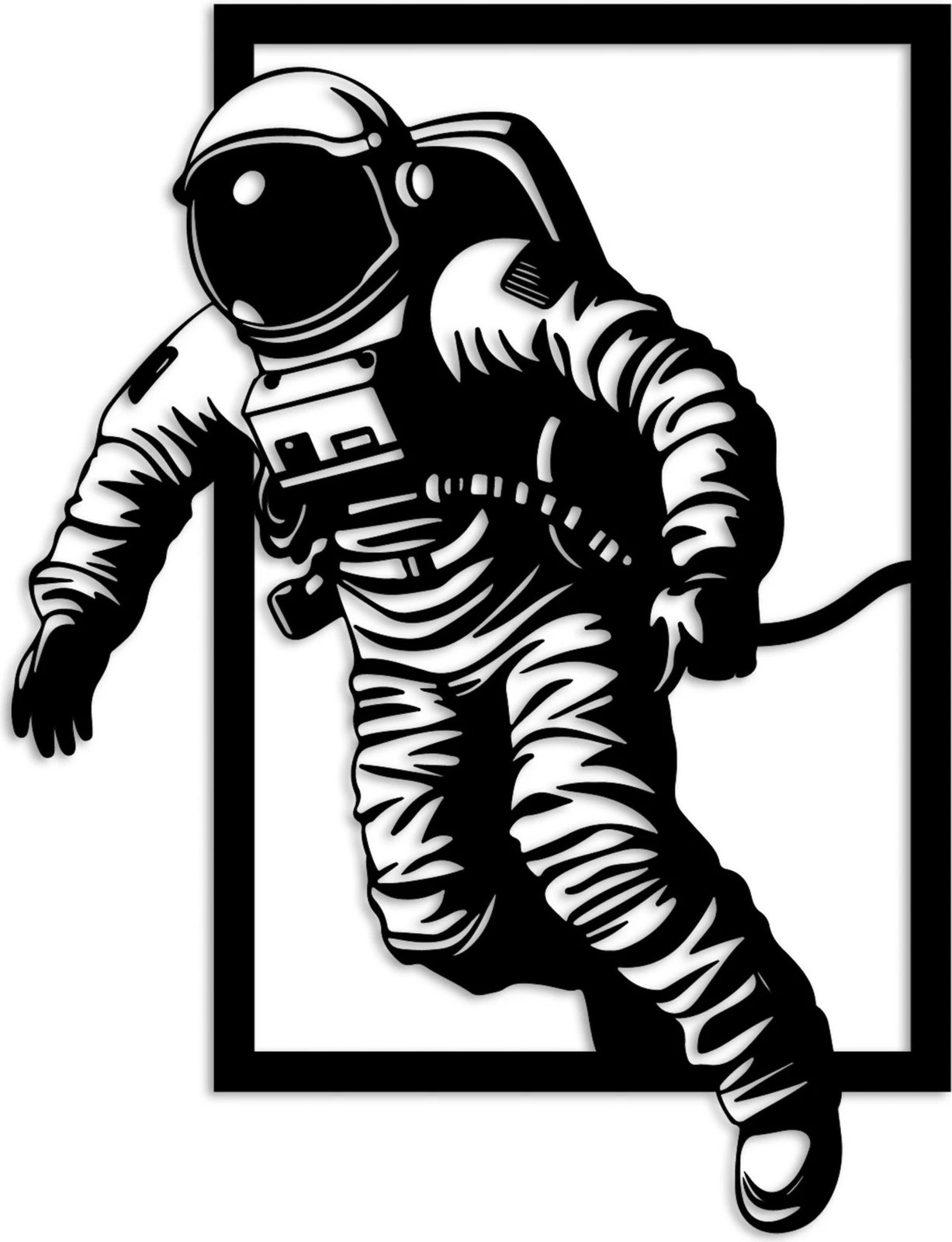 Aksesor dekorativ muri prej metali, astronaut, ngjyrë e zezë, Wallity, 69x52cm