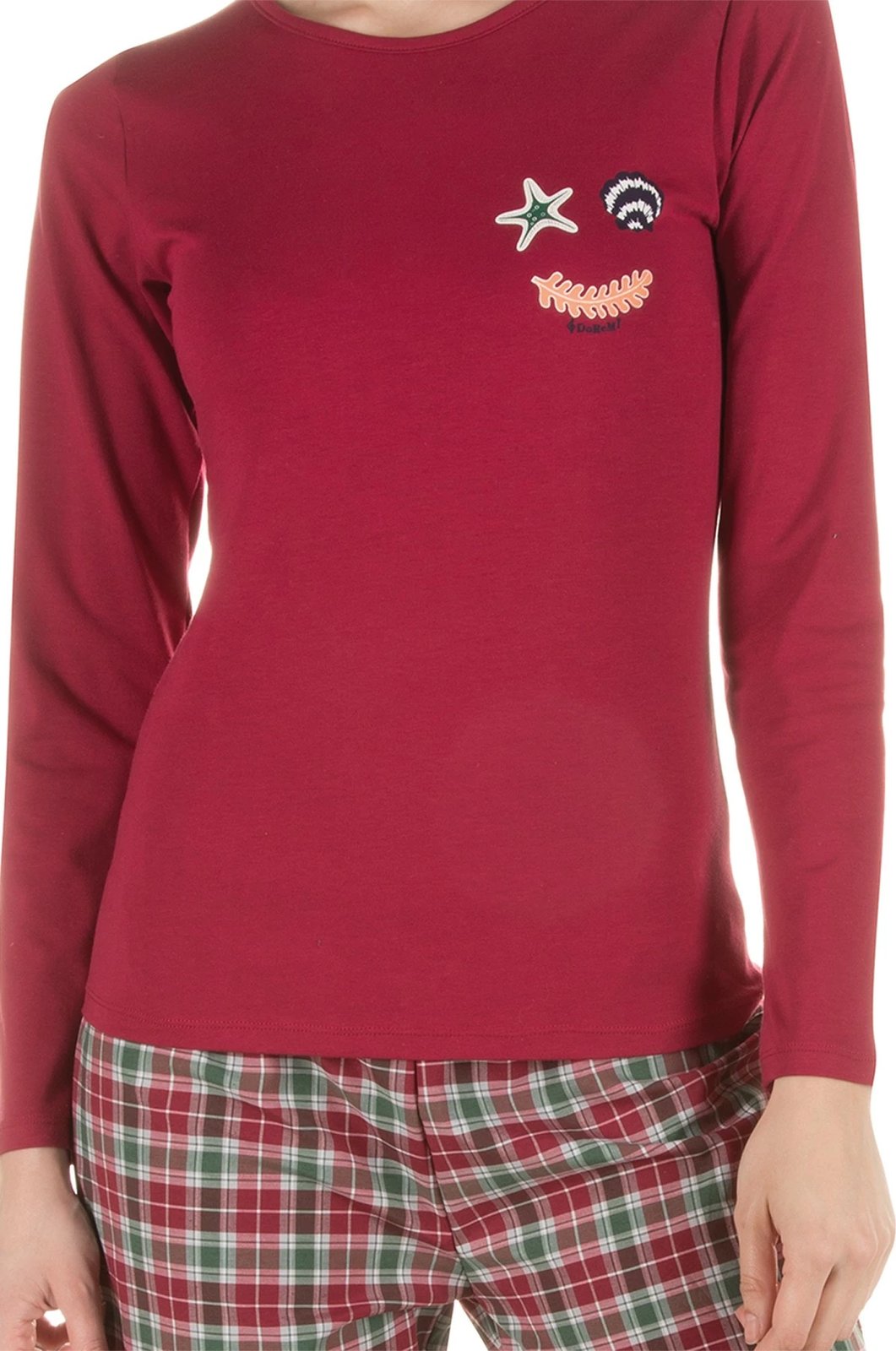 Set pizhamash për gra, ngjyrë e kuqe e thellë, Jumeon 002-000536