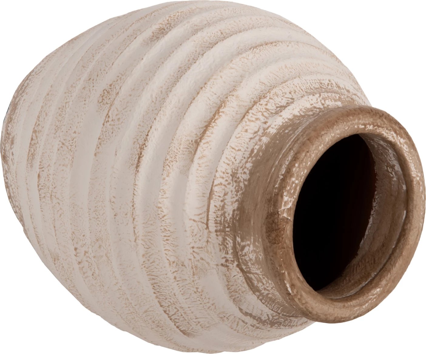 Vazo dekorative për dysheme PYDNA FH7939 terrakota, ngjyrë e bardhë-bezhë antike, Φ25x30H cm