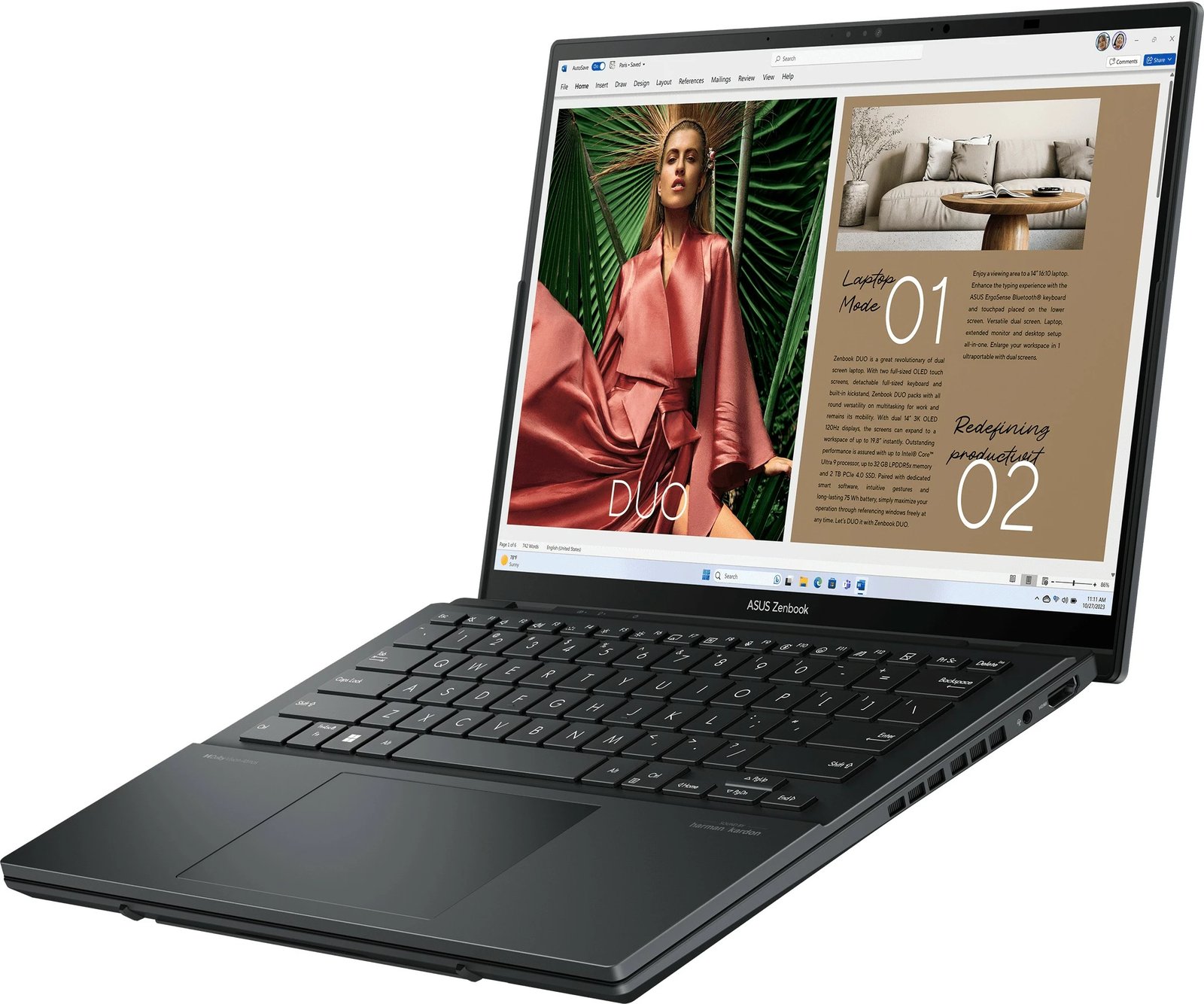 Kompjuter portativ ASUS Zenbook Duo Ultra 5 125H, 16GB RAM, 512GB SSD, UX8406MA-QL114W, Inkwell Gray