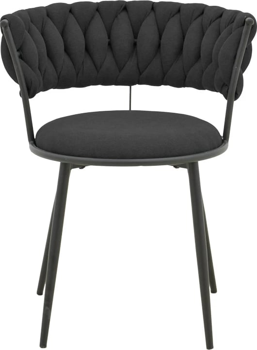 Karrige të ulëta Alkia I, set prej 2 copë, stof i zi, këmbë metalike të zeza, 57x58.5x72cm