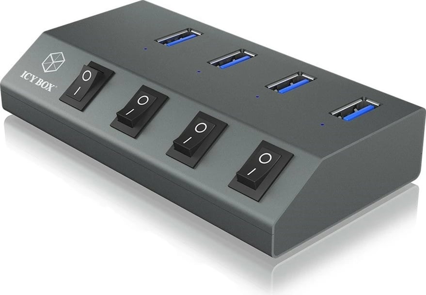 Hub USB 3.0 IcyBox IB-HUB1405C, 4 porta, Gri