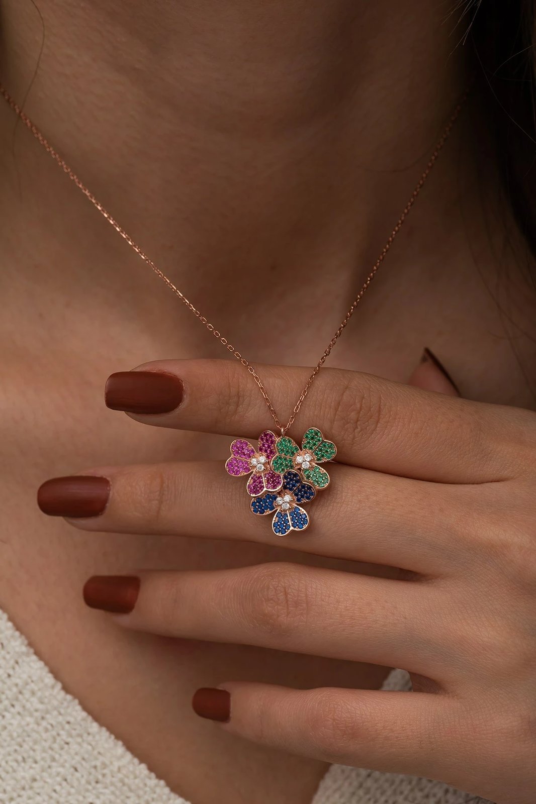 Qafore argjendi Jumeon, shumëngjyrëshe, TRDYL645 Qafore argjendi Jumeon, shumëngjyrëshe, TRDYL645