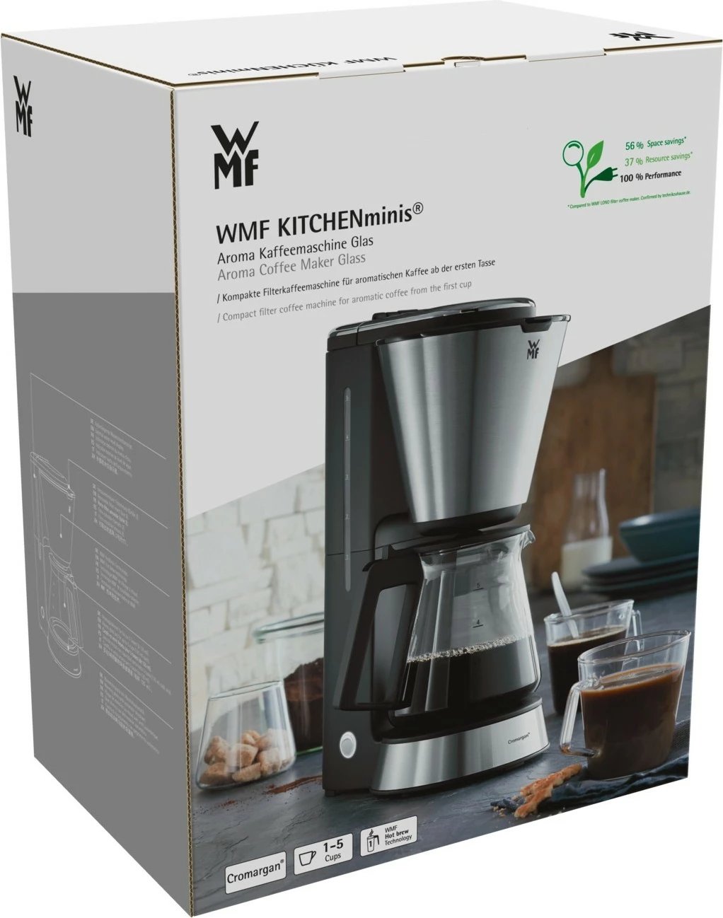 Makine kafeje WMF KÜCHENminis Aroma, 0.625L, xham, inoks Makine kafeje WMF KÜCHENminis Aroma, 0.625L, xham, inoks