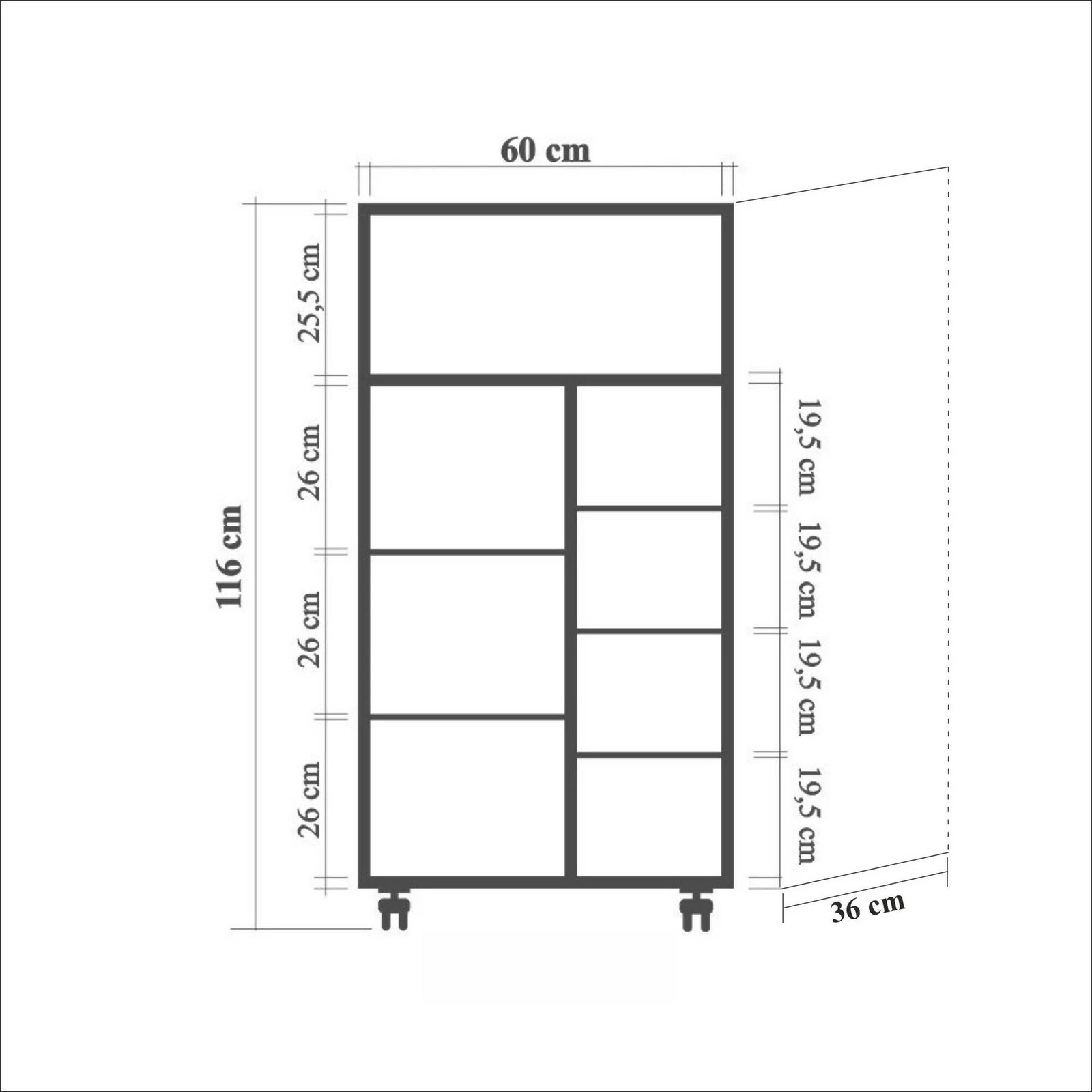 Dollap multifunksional Hanah Home, kiler, ngjyrë sonoma oak, 60x116x36 cm