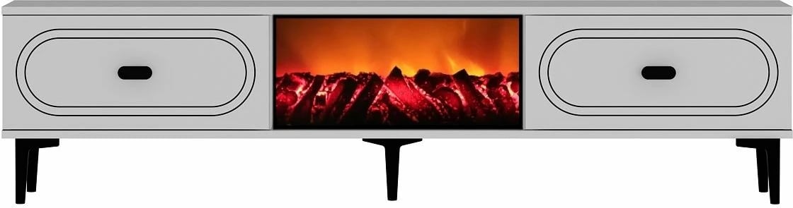 Komodë TV Skye Decor, weny bohem me oxhak dekorativ, e bardhë