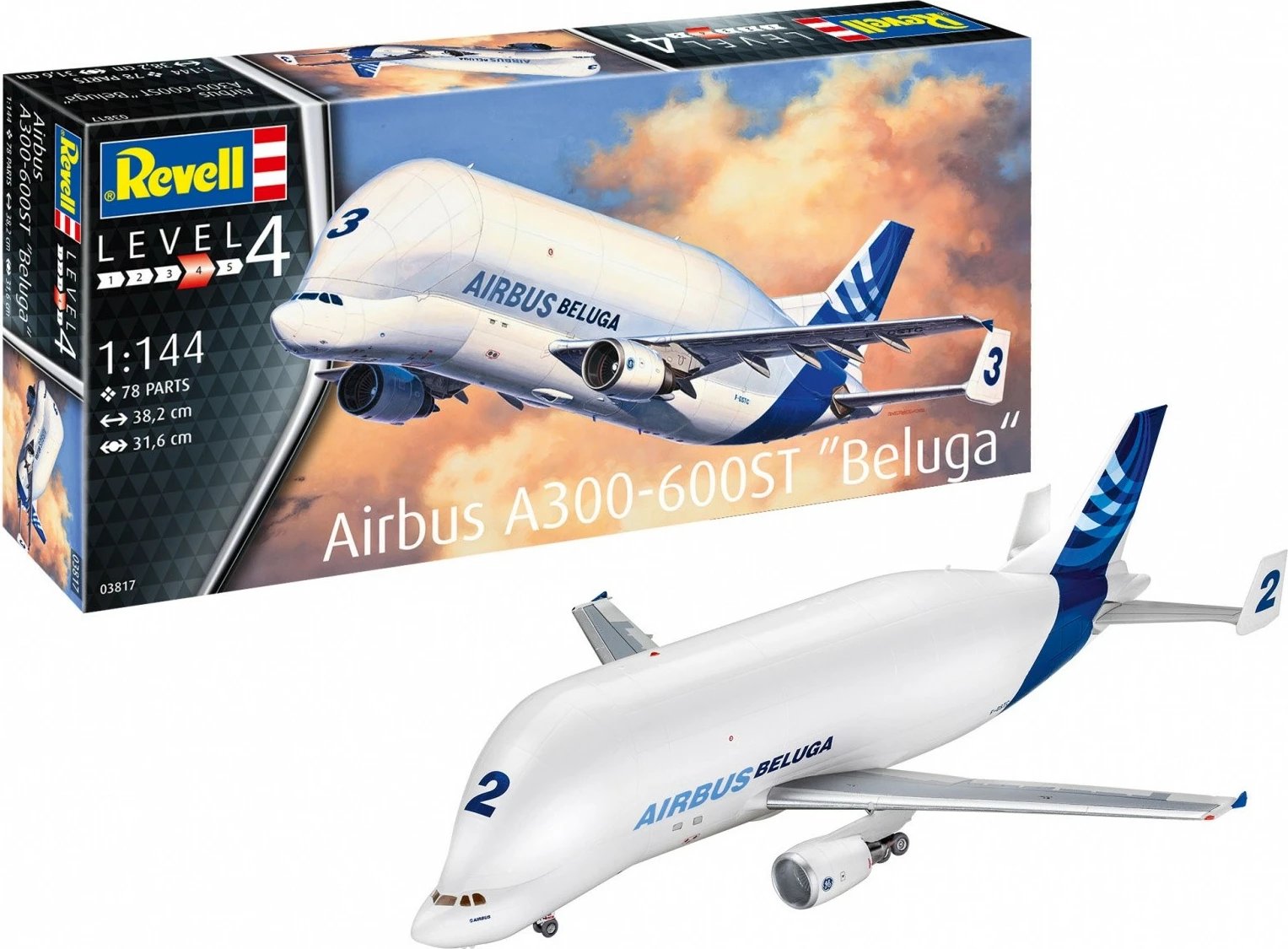 Model plastik aeroplani Revell Airbus A300-600ST Beluga 1:144, 78 pjesë Model plastik aeroplani Revell Airbus A300-600ST Beluga 1:144, 78 pjesë