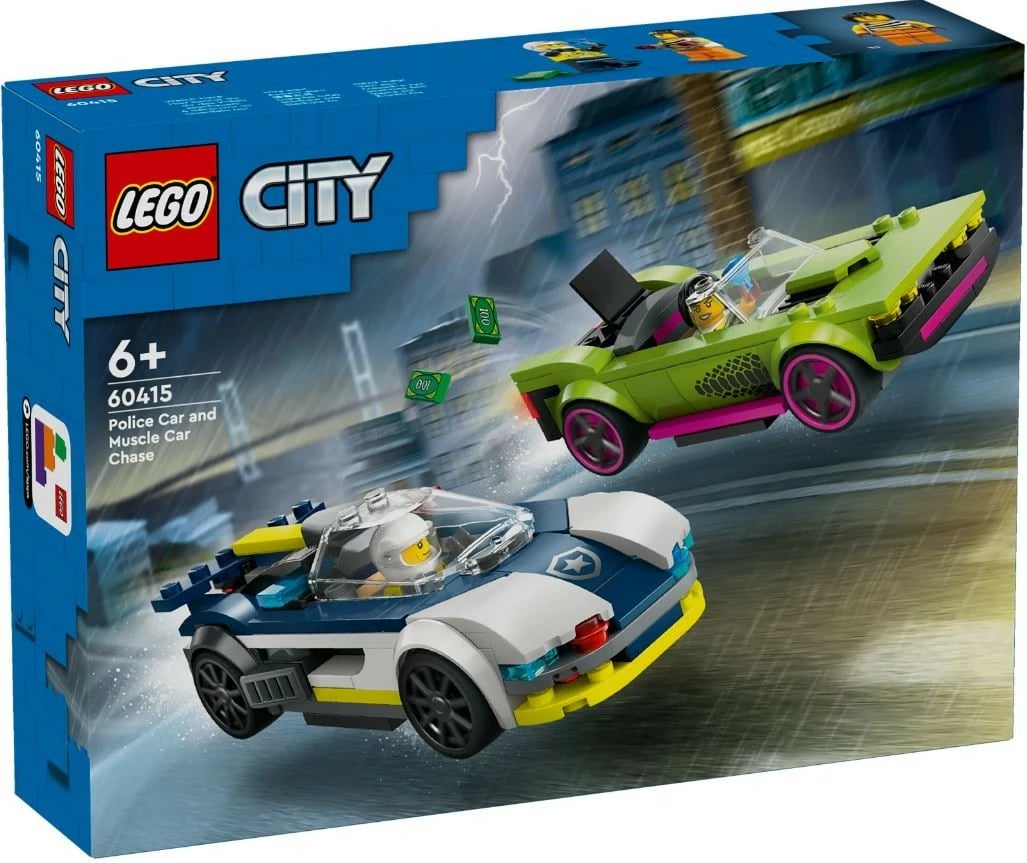Set LEGO City 60415, makinë policie dhe muscle car, 213 pjesë, për fëmijë, shumëngjyrëshe Set LEGO City 60415, makinë policie dhe muscle car, 213 pjesë, për fëmijë, shumëngjyrëshe