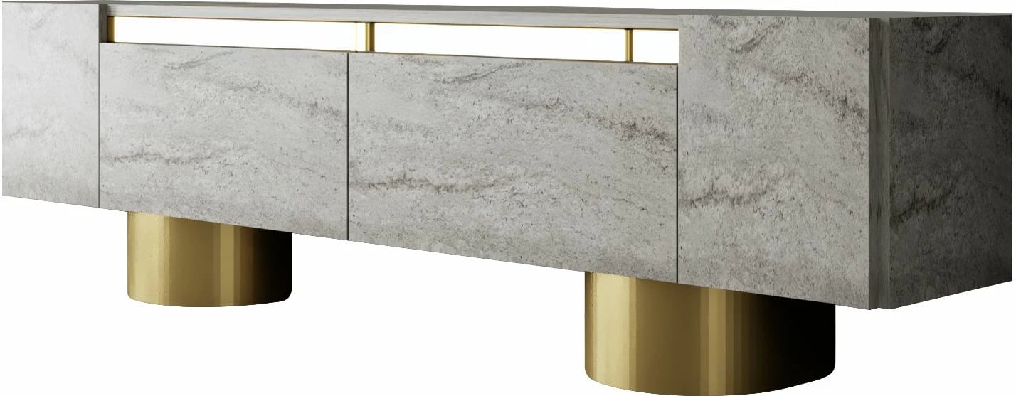 Komodë për TV Hanah Home, bohem, travertin, ar