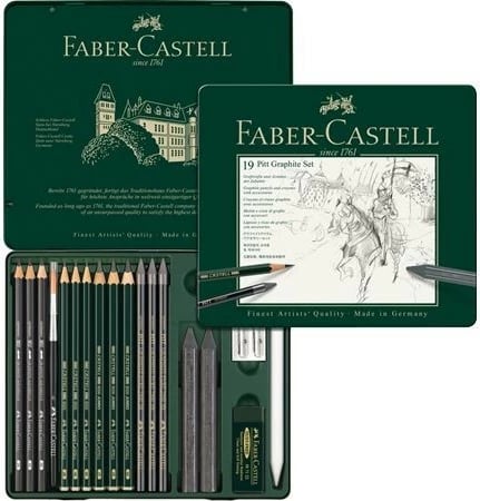 Set lapsa grafiti Faber-Castell Pitt Graphite, 16 shkallë fortësie, kuti, e zezë