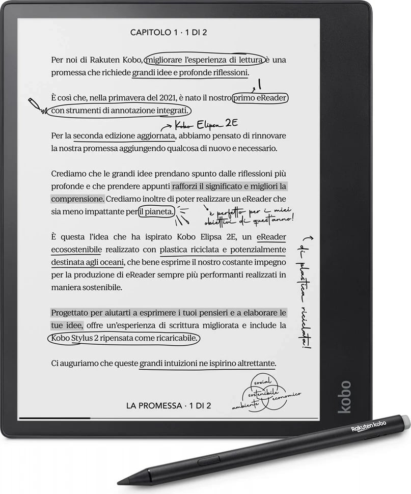 Lexuesi i librit elektronik Rakuten Kobo Elipsa 2E, me prekje, 32 GB Wi-Fi, i zi Lexuesi i librit elektronik Rakuten Kobo Elipsa 2E, me prekje, 32 GB Wi-Fi, i zi