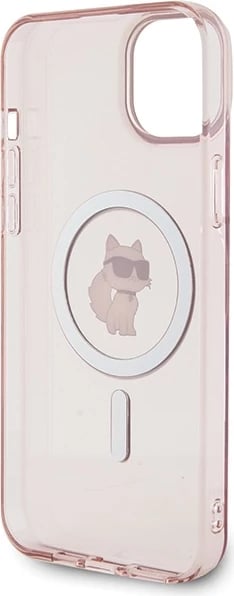 Mbështjellës Karl Lagerfeld IML Choupette MagSafe për iPhone 15 Plus, rozë
