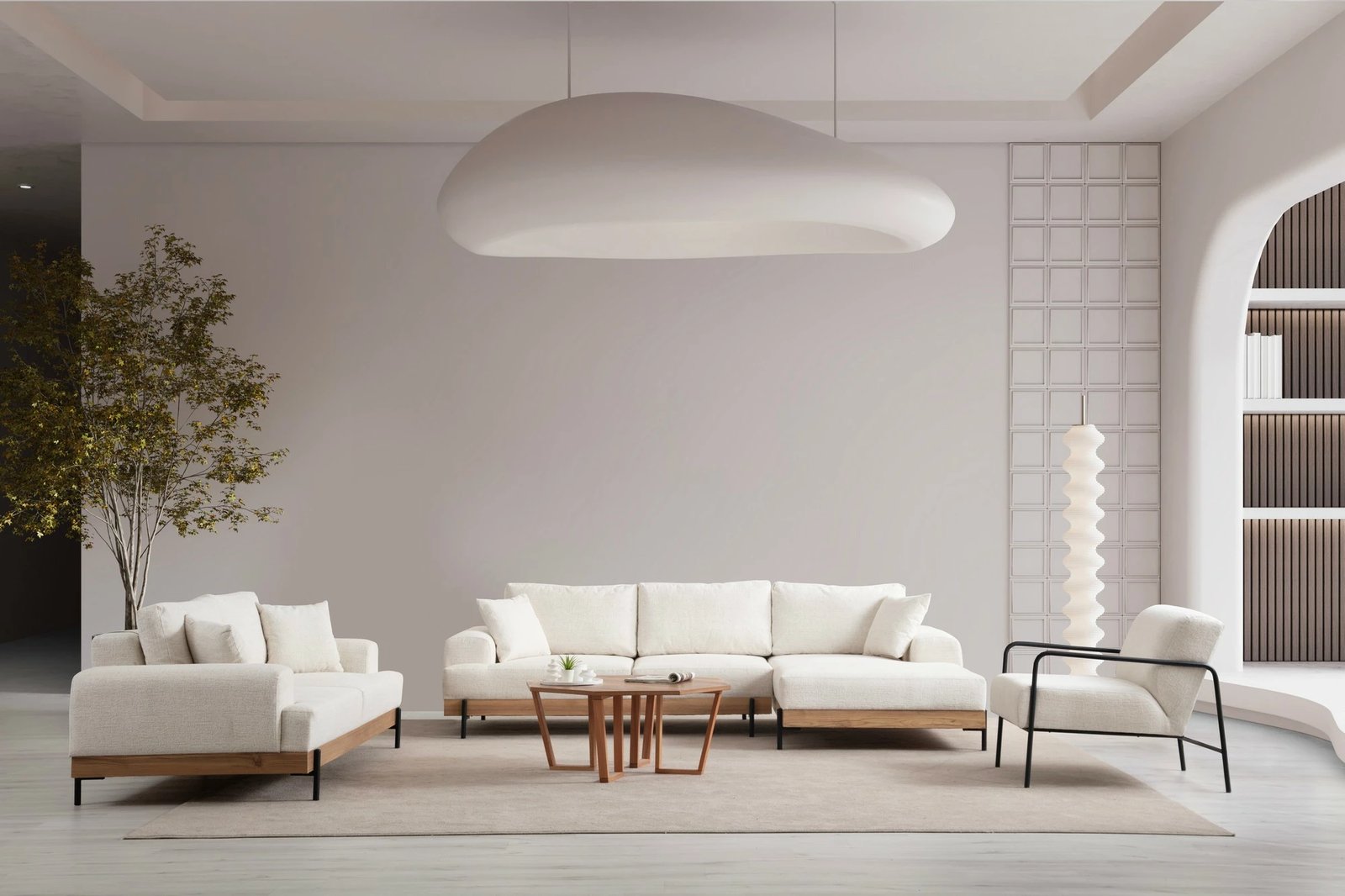 Këndare Atelier del Sofa, Eti Oak, e bardhë, kënd i djathtë