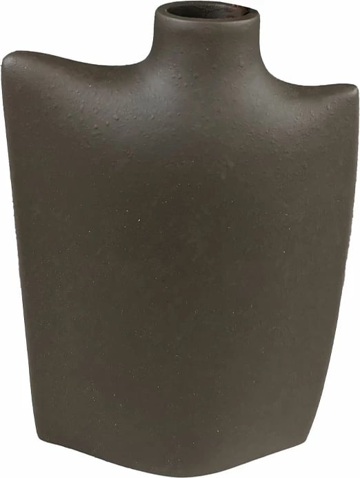 Vazo dekorative, formë shishe, polirezine, ngjyrë kafe e errët, 17x7x25cm