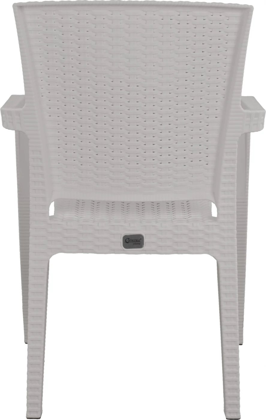 Karrige me krahë polipropileni, dizajn ratan, ngjyrë e bardhë, FH5590.04, 58x55x87 cm