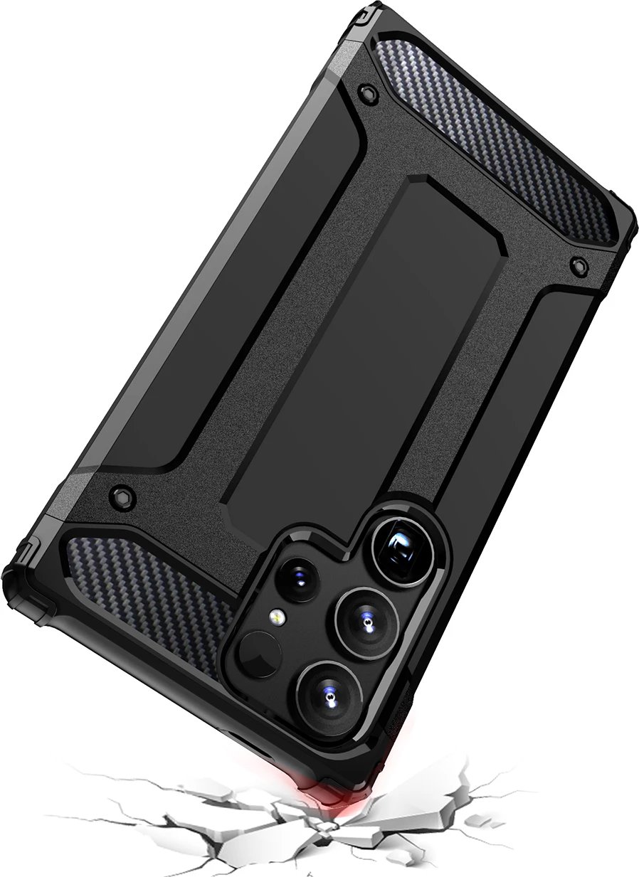 Mbështjellës Hurtel Hybrid Armor për Samsung Galaxy S25 Ultra, i zi