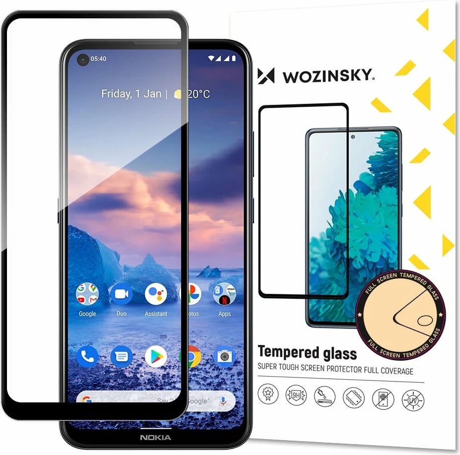 Mbrojtës ekrani xhami Wozinsky Full Glue për Nokia 5.4, i zi