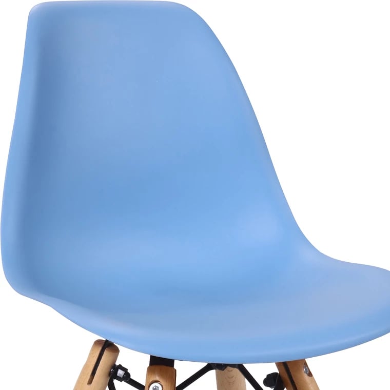 Karrige për fëmijë Julita, PP blu, dru ahu natyral, 35x31x57.5cm