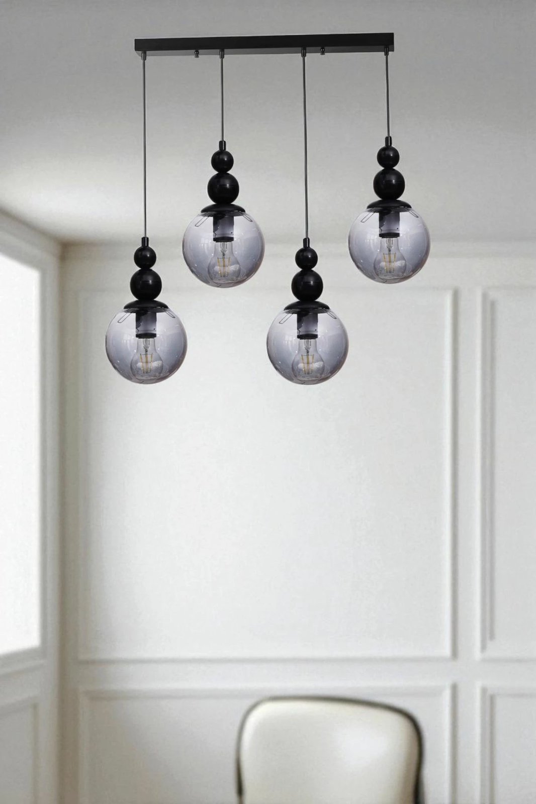 Llambë tavani Opviq, 9054-6, metal dhe xham, gri dhe e zezë