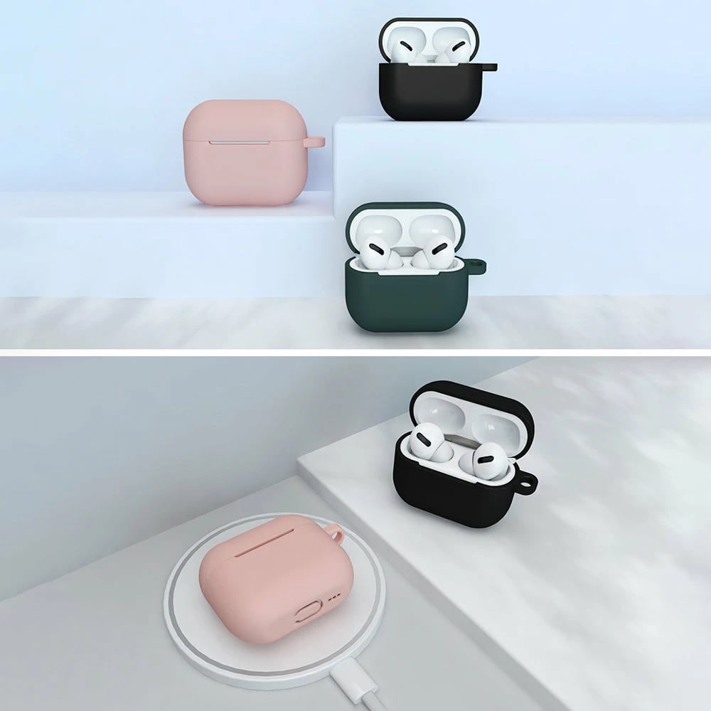Mbështjellës Hurtel për AirPods 3 me karabiner, silikon, rozë