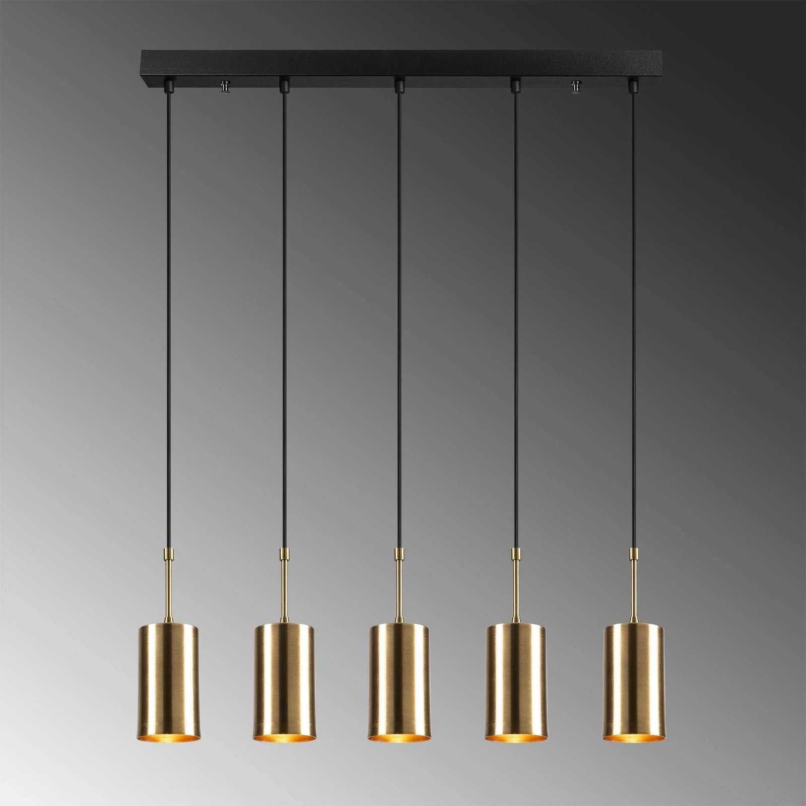 Llambë varëse moderne, Opviq Kem-6386, ngjyrë ari dhe e zezë, 79x9cm, 5xE27