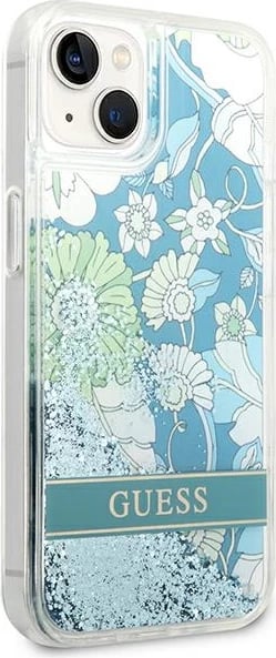 Mbështjellës Guess Flower Liquid Glitter për iPhone 14 6.1", i gjelbër, hardcase Mbështjellës Guess Flower Liquid Glitter për iPhone 14 6.1", i gjelbër, hardcase