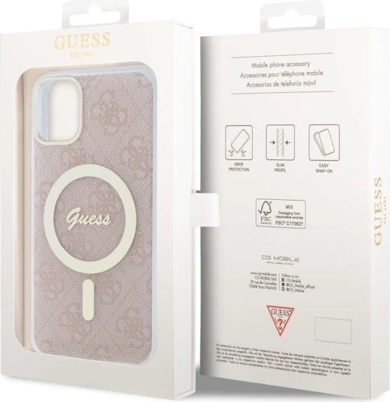 Mbështjellës Guess 4G MagSafe për iPhone 11 6.1", Rozë Mbështjellës Guess 4G MagSafe për iPhone 11 6.1", Rozë