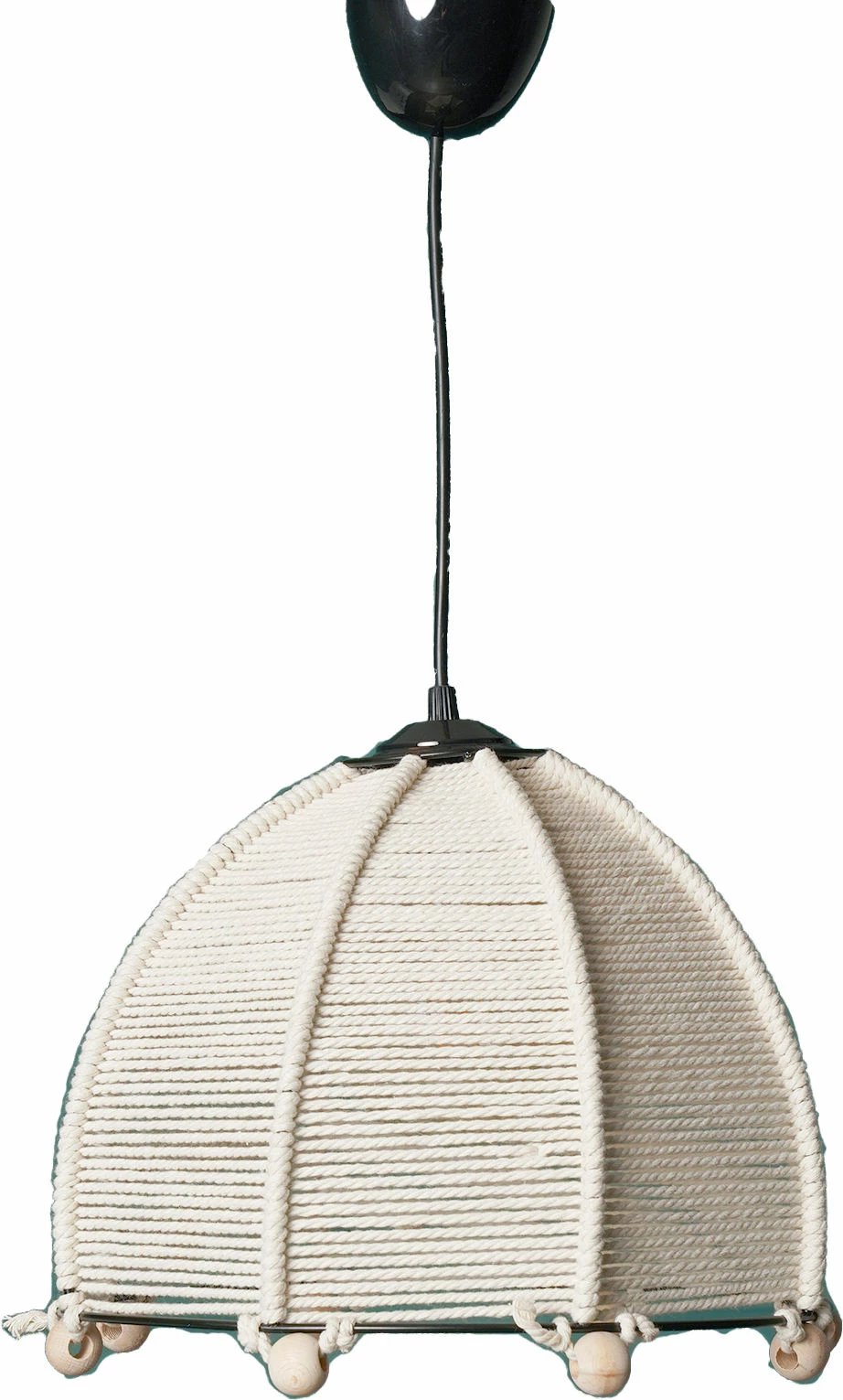 Llambë tavani Opviq, Modiste, trup metalik, kapak makrame, e bardhë